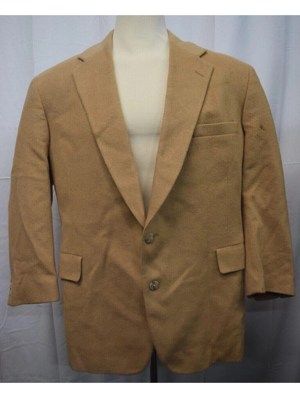 VTG Jefferson 100% Camel Hair Made in USA Men's Size 48R Beige Button-up Blazer
